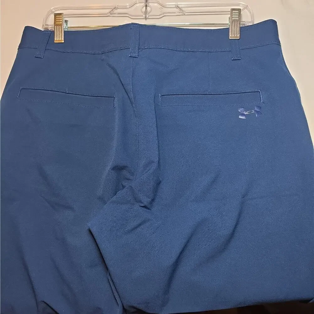 Under Armour Pants Mens 34X32 Navy Blue Performance Chino Golf Flat Front Logo